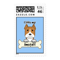 I Love My Amstaff Postage Stamps
