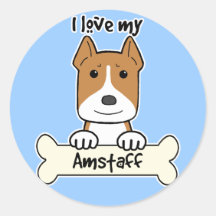 I Love My Amstaff Round Sticker