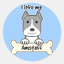 I Love My Amstaff Round Stickers