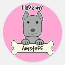I Love My Amstaff Stickers
