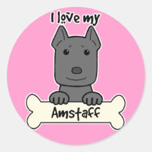 I Love My Amstaff Stickers