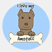 I Love My Amstaff Stickers