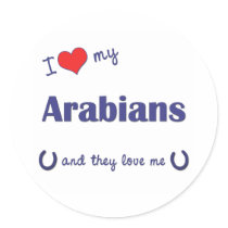 I Love My Arabians (Multiple Horses) Round Sticker