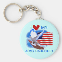 I Love My Army Daughter Tshirts and Gifts Keychain