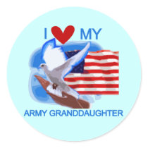 I Love My Army Granddaughter Tshirts and Gifts Round Sticker