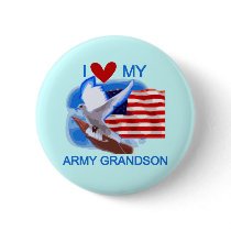 I Love My Army Grandson Tshirts and Gifts Pinback Button