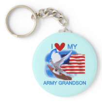 I Love My Army Grandson Tshirts and Gifts Keychain