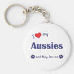I Love My Aussies (Many Dogs) Key Chains