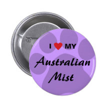 I Love My Australian Mist Cat Pawprint Buttons