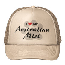 I Love My Australian Mist Cat Pawprint Trucker Hats