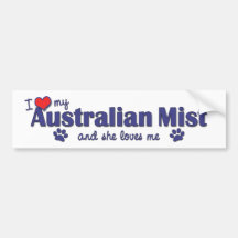 I Love My Australian Mist (Female Cat) Bumper Sticker