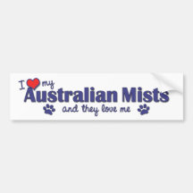 I Love My Australian Mists (Multiple Cats) Bumper Stickers