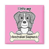 I Love My Australian Shepherd magnets by dogcartoons I Love My Australian Shepherd magnets