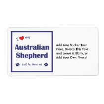 I Love My Australian Shepherd (Male Dog) Personalized Shipping Label