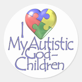 autistic godchildren sticker round classic perspective adjust stickers