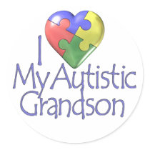 I Love My Autistic Grandson Round Stickers