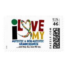 I Love My Autistic & NonAutistic Grandchildren 2 Postage Stamp