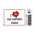 I Love My Autistic Sister Autism Postage Stamps