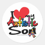 I Love My Autistic Son Round Sticker