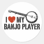 I Love My Banjo Player Round Sticker