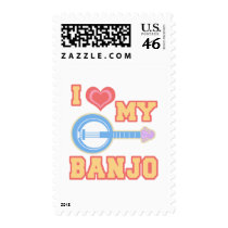 I Love My Banjo Postage Stamps