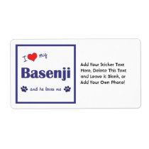 I Love My Basenji (Male Dog) Custom Shipping Labels