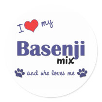I Love My Basenji Mix (Female Dog) Round Sticker