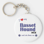 I Love My Basset Hound Mix (Female Dog) Keychain