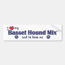 I Love My Basset Hound Mix (Male Dog) Bumper Sticker