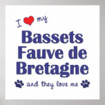 I Love My Bassets Fauve de Bretagne (Multi Dogs) Poster