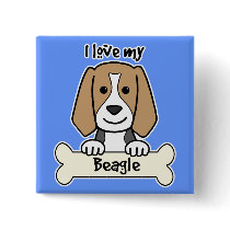 I Love My Beagle Pinback Buttons