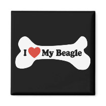 I Love My Beagle - Dog Bone Magnets