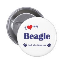 I Love My Beagle (Female Dog) buttons