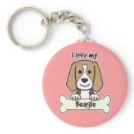I Love My Beagle Key Chain