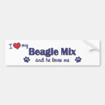 I Love My Beagle Mix (Male Dog) Bumper Stickers