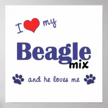 I Love My Beagle Mix (Male Dog) Poster Print