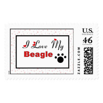 I Love My Beagle Postage Stamp