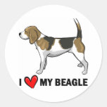 I Love My Beagle Round Stickers