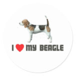 I Love My Beagle Round Stickers
