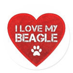 I Love my Beagle Round Stickers