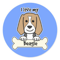 I Love My Beagle Round Stickers