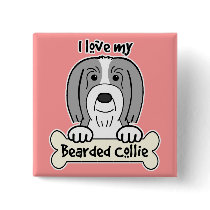 I Love My Bearded Collie Pin