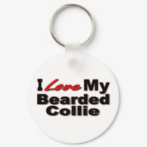 I Love My Bearded Collie Keychain