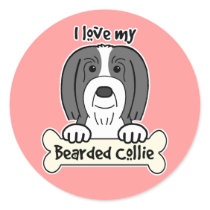 I Love My Bearded Collie Round Stickers