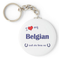 I Love My Belgian (Female Horse) Keychains