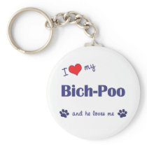 I Love My Bich-Poo (Male Dog) Key Chain
