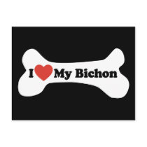 I Love My Bichon - Dog Bone Post Cards