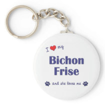 I Love My Bichon Frise (Female Dog) Keychain