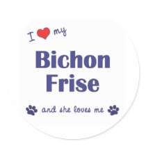I Love My Bichon Frise (Female Dog) Round Sticker