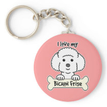 I Love My Bichon Frise Keychain